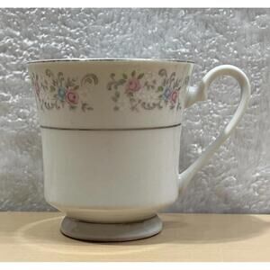 Dynasty Fine China Floral Cup Pink Blue Flowers Footed Mug Made in China